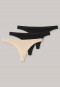 Thong 3-pack organic cotton black/sand - 95/5