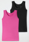 Confezione da 2 top in jersey di cotone e modal a righe, rosa/nero - Personal Fit