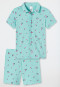 Pyjama kurz Knopfleiste Organic Cotton Kirschen türkis - Cat Zoe