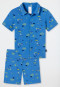 Korte pyjama knoopsluiting biologisch katoen rat camping blauw - Rat Henry