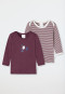 Baby Shirts langarm 2er-Pack unisex Feinripp Organic Cotton Ringel Igel mauve/weiß - Baby World