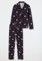 Pyjama lang Organic Cotton Knopfleiste Karos Eisbär burgund - Pyjama Story