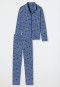Pyjama long coton bio patte de boutonnage chien skateboard bleu - Pyjama Story