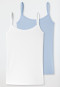 Spaghetti strap tops 2-pack organic cotton white/air blue - 95/5