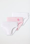 3-pack of White/Pink Fine-Ribbed Hip Briefs with Fringe