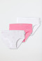 Hüftslips 3er-Pack Feinripp weiß/pink mit Hündchen