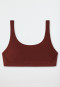 Bralette in cotone biologico a doppia costa, color terracotta - Pure Rib