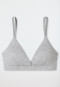 Reggiseno senza ferretto in cotone biologico a doppia costa con imbottiture rimovibili, di colore grigio screziato- Pure Rib