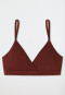 Bra wire-free double rib organic cotton removable pads terracotta - Pure Rib