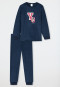 Pajamas long fleece cuffs sorceress college dark blue - Cat Zoe