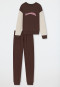 Pajamas long sweatwear organic cotton cuffs brown - Teens Nightwear