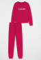 Pyjama long molleton coton bio bords-côtes donut rose - Teens Nightwear