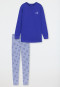 Pajamas long interlock organic cotton cuffs stars blue - Teens Nightwear