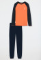 Pigiama lungo con polsini, realizzato in cotone biologico, arancione - Teens Nightwear
