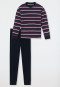 Pyjama lang biologisch katoen gestreept manchetten aubergine - Teens Nightwear