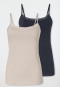 Spaghettitop grijs jaspé set van 2 - Cotton Lace