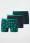 Boxers lot de 3 coton bio rayures bleu nuit/vert foncé imprimé - 95/5