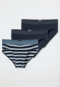 Rioslip set van 3 stuks Organic Cotton geweven elastische tailleband effen/gestreept donkerblauw - 95/5