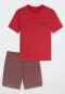 Short pyjamas Organic Cotton checks chilli red - Comfort Nightwear