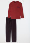 Long pyjamas Organic Cotton stripes dark red - Comfort Nightwear