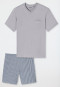 Short pyjamas V-neck chest pocket silver patterned - Comfort Essentials