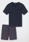 Pyjama court encolure en V poche poitrine bleu marine imprimé - Comfort Essentials
