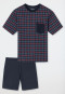 Short pyjamas with navy patterned chest pocket - Comfort Essentials