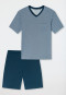 Schlafanzug kurz Organic Cotton V-Ausschnitt Brusttasche air kariert - Comfort Nightwear