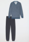 Schlafanzug lang Bündchen Karos graphit - Comfort Nightwear