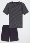 Short Pyjamas with Modal V-Neck Stripes in Graphite - Long Life Soft