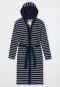 Light terry cloth bathrobe dark blue striped - Feather Terry