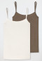 Spaghettitops 2er-Pack beige/ taupe - Modal Essentials