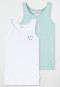 2-pack vests turtle light green/ white - Fine Rib