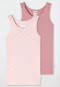 Onderhemden, set van 2, bloemenmotief, roze - Fine Rib