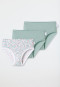 Set van 3 slips bloemen groen wit - Fine Rib