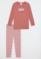 Schlafanzug lang Interlock Leggings Katze Ringel altrosa - Kids Nightwear