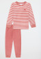 Schlafanzug lang Velour Bündchen Ringel Herz altrosa - Kids Nightwear