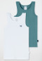 Lot de 2 maillots de corps vert/blanc - Fine Rib