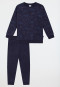 Schlafanzug lang Frottee Bündchen Eisbären dunkelblau - Kids Nightwear