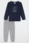 Schlafanzug lang Interlock Bündchen grau-meliert - Kids Nightwear