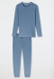Schlafanzug Doppelripp & Jersey lang Bündchen blau-jaspe - Modern Nightwear