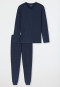 Lange pyjama met manchetten, deep sea blue - Casual Essentials