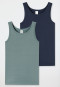 Tanktops set van 2 groen/donkerblauw - 95/5