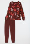 Pyjama lange pyjama bloemen wijnrood - Comfort Nightwear