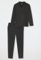 Schlafanzug lang Interlock Polokragen dunkelgrau-meliert - Selected Premium Warming