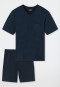 Pyjama korte ruitjes nachtblauw - Comfort Essentials