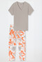 Schlafanzug lang 7/8-Hose Blumen grau-jaspe - selected! premium