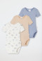 Body a maniche corte confezione da 3 pezzi in costine sottili multicolore - Natural Love