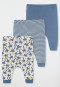 Pants long 3-pack fine rib striping palm trees multi-colored - Natural Love