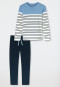 Schlafanzug lang Ringel pacific blue - Casual Nightwear